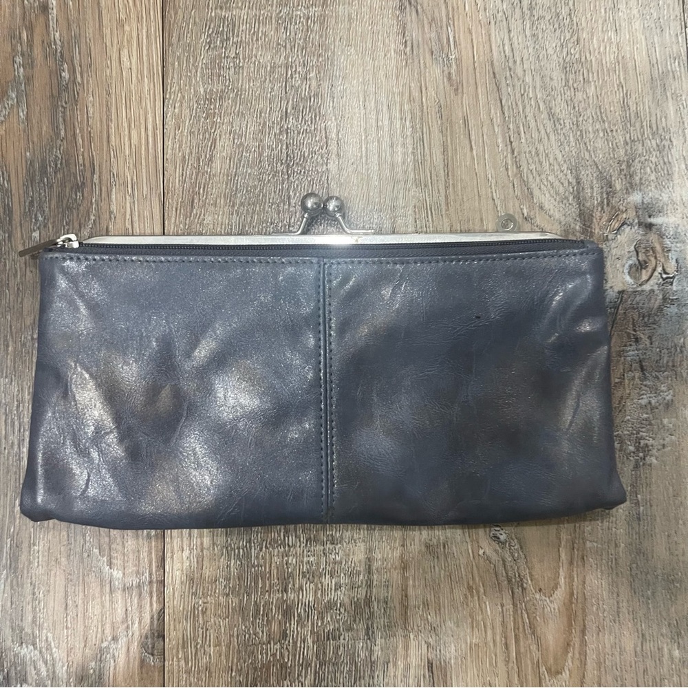 Elegant Blue Leather Clutch